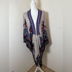 Flying Tomato Vibrant Boho Comfy Open Front Oversized Kimono -‎ Size S/M